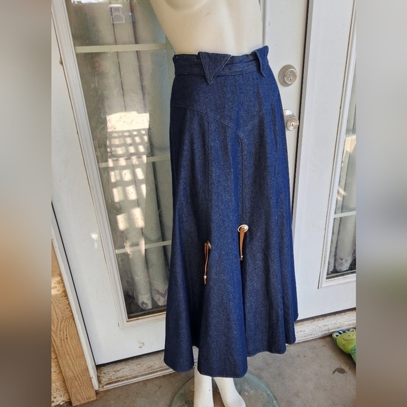 VINTAGE WESTERN‎ ROUGHRIDER JEAN SKIRT - Picture 7 of 9